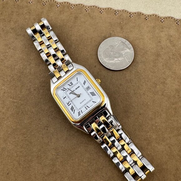 Vintage Daniel Mink Swiss Made Watch, Elegant Tank Styled 18 Kart Gold PLated - Picture 8 of 8